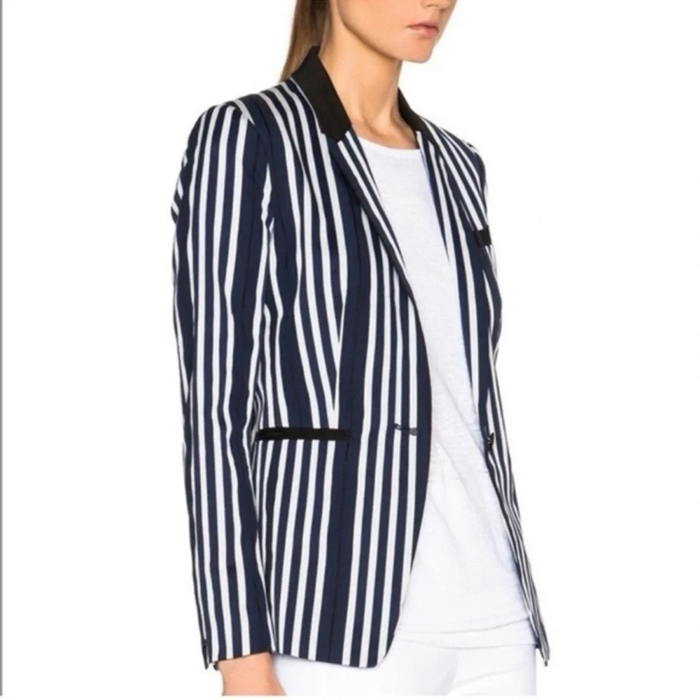 Rag & Bone Windsor Blazer Navy/White Striped Cotton Size 2